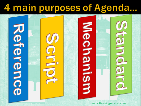 image showing 4 main purposes of the meeting agenda