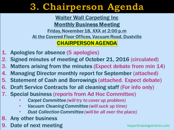 image of example of chairperson agenda