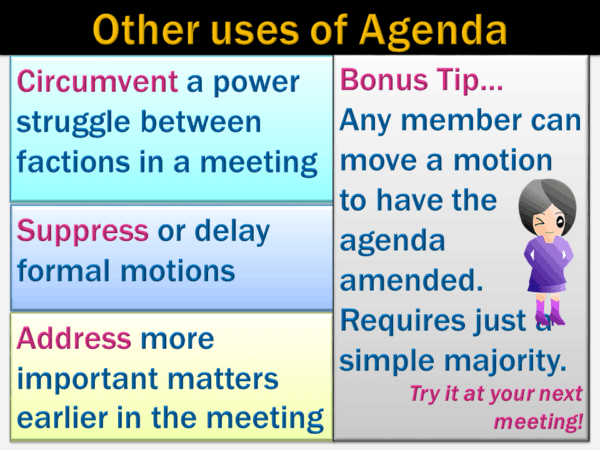 image showing other uses of meeting agenda and bonus tip