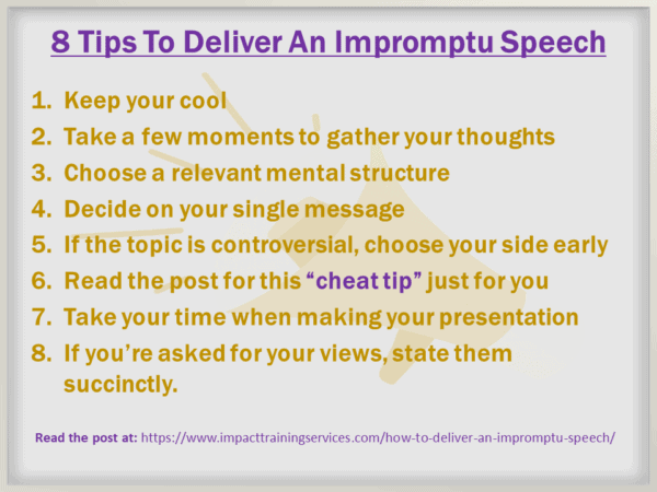 image showing 8 tips for delivering impromptu speech