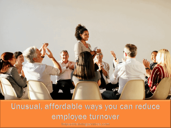 cover image showing happy employees who avoided employee turnover