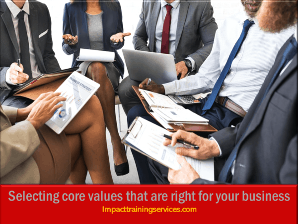 cover image for selecting core values that are right for your business