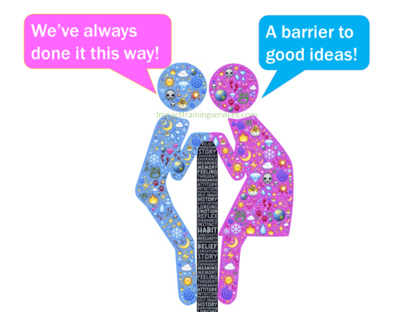 Image showing a discussion about why existing processes are a barrier to good ideas