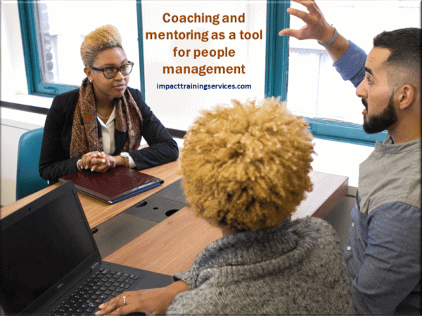 image showing coaching and mentoring as a tool for people management 