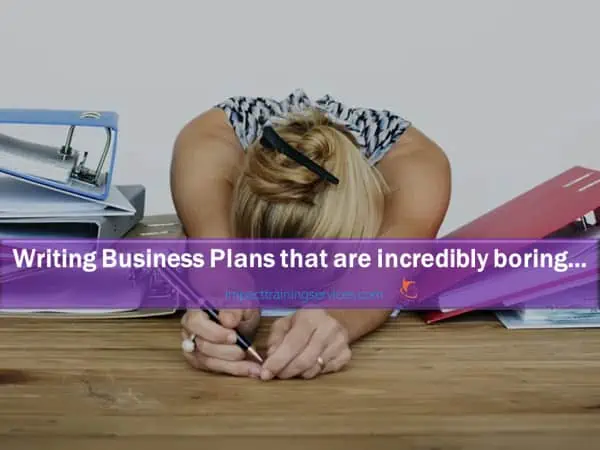 image showing woman stressed with boring business plans
