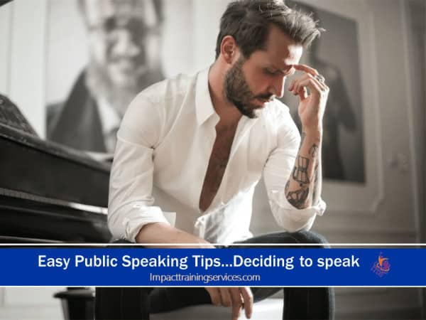 image of small businessman deciding to follow advice in easy public speaking tips