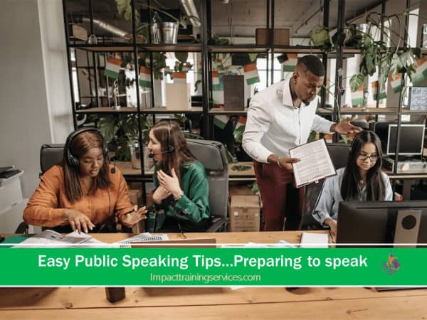 image of small businessman using easy public speaking tips to prepare to speak