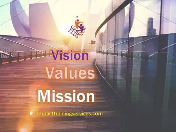image showing the mission, vision and values of ITDS
