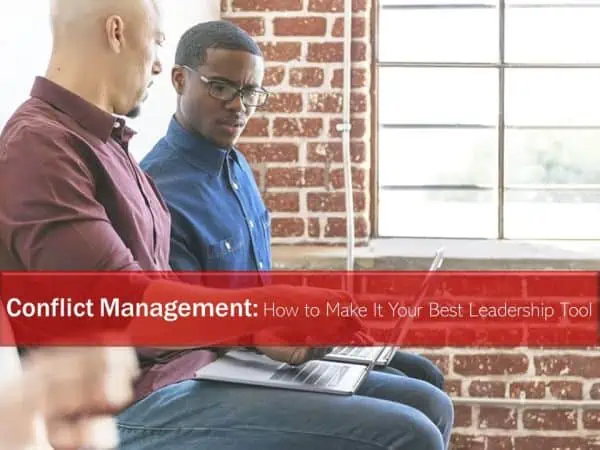 Conflict management cover image showing 2 conflicted men