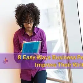 cover image showing businesswoman using her writing skills